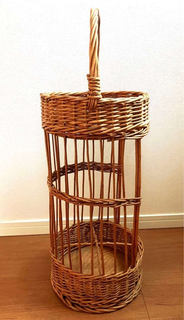 希少 英国アンティーク 縦型ワインバスケット
