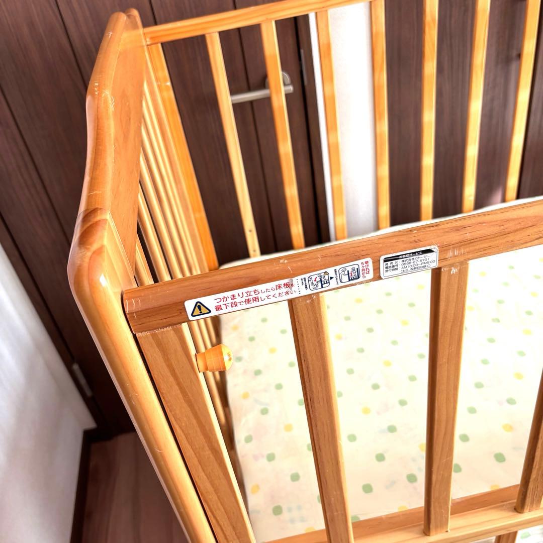 カトージ ハイシートベビーベッド02399 ナチュラル キャスター付き　清潔