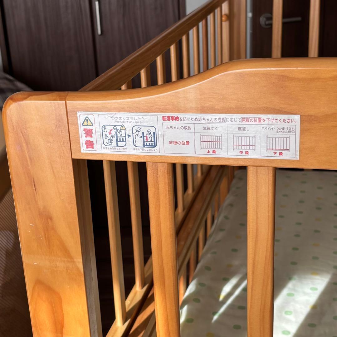 カトージ ハイシートベビーベッド02399 ナチュラル キャスター付き　清潔