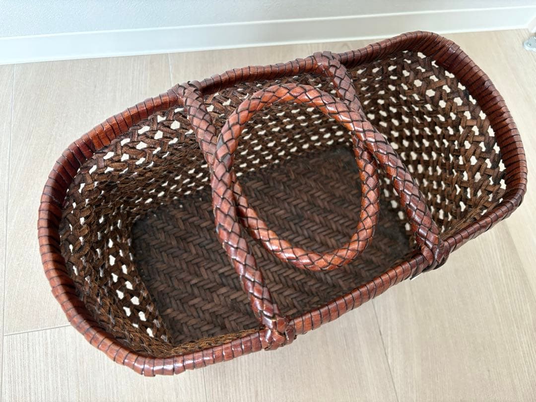 45R レザーカゴ編みバック