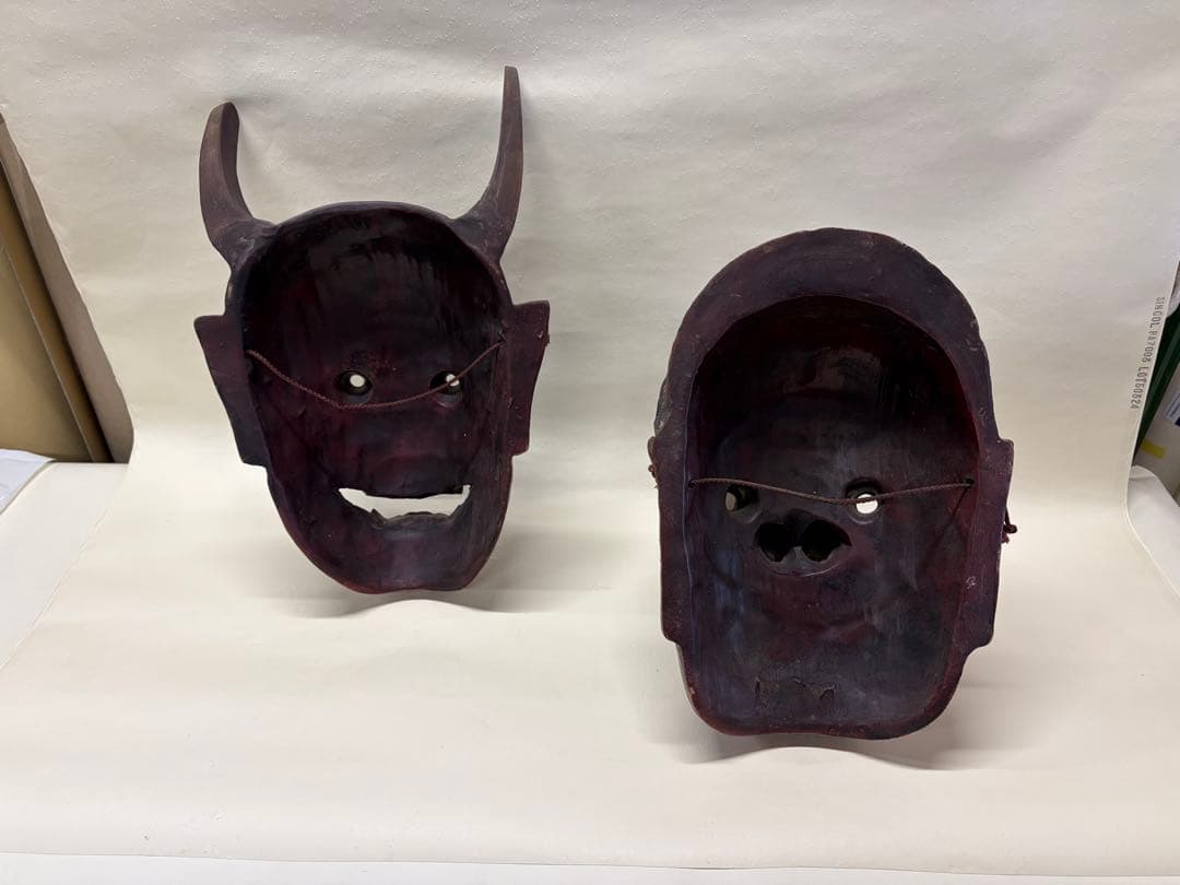 鬼と天狗のお面セットで　木彫り　縁起物　魔除け