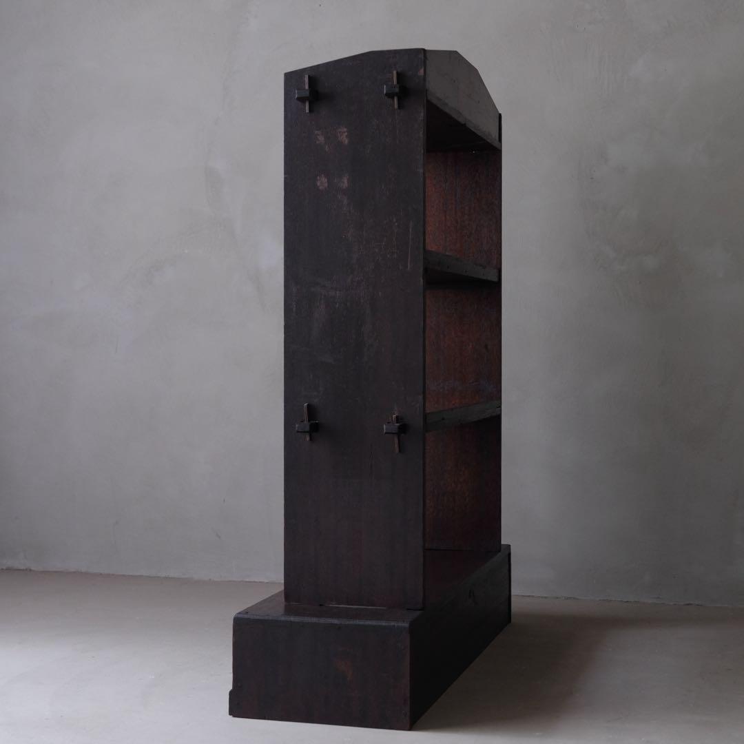 ラワン材 ３杯抽斗付 楔式本棚　収納棚 陳列棚 飾り棚 引き出し アンティーク