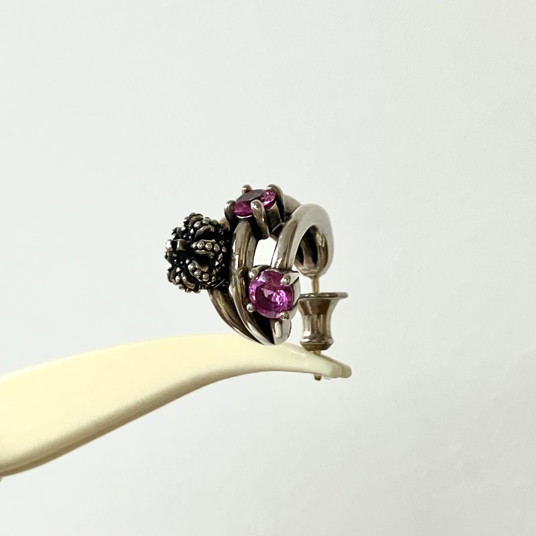 ジャスティンデイビス　ピンクストーン×クラウンピアス　片耳用