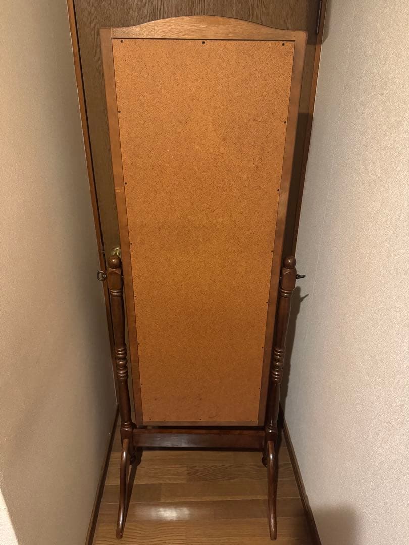 英国クラシック 北欧レトロ 木製 脚付き スタンドミラー 全身鏡 古家具　猫脚