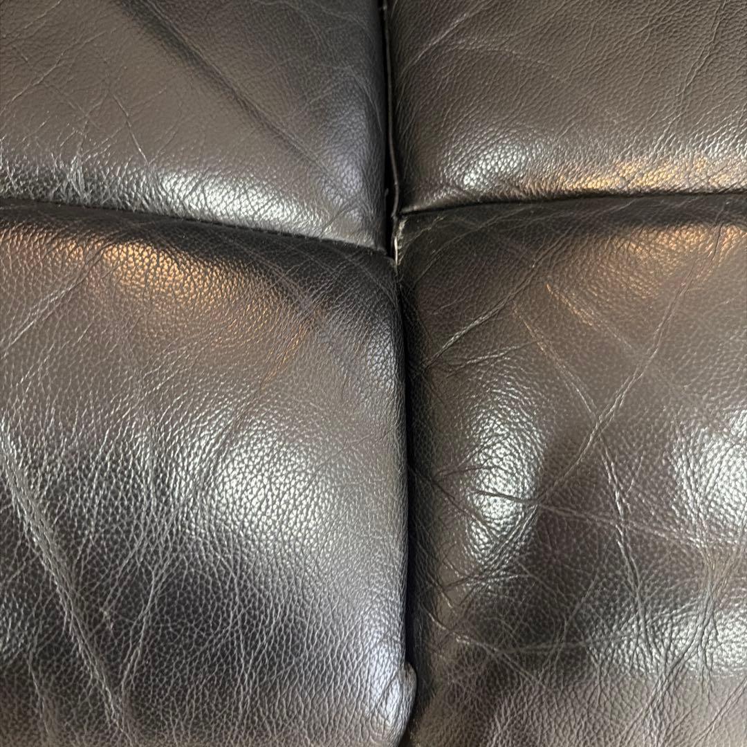 黒　本革リクライニングソファ 2〜3人掛け