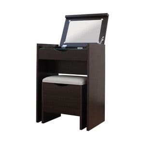 シンプル ドレッサーセット/化粧台・スツールセット 【ダークブラウン】