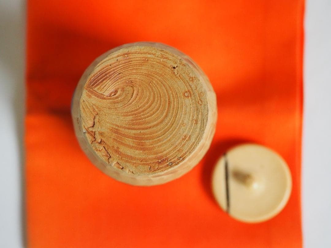 表千家堀内宗完12代兼中斎御書付『瀬戸肩衝茶入』松古窯4代目佐久間勝山造（共箱）