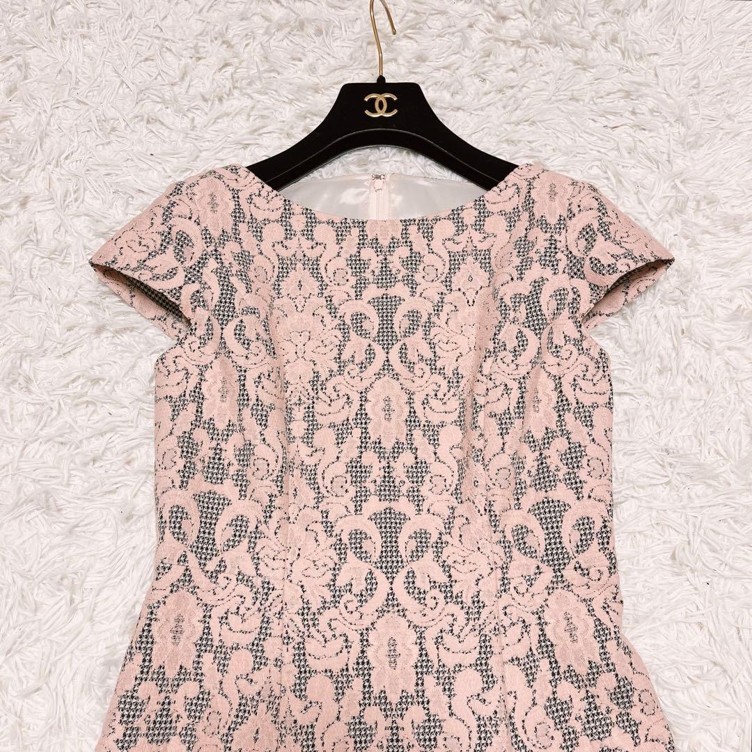 ANAYI レース ボンディング フレア ワンピース ジャガード チェック