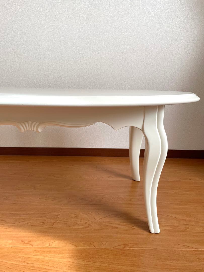 猫足ローテーブル フレンチ ロココ調 エレガント オーバル ホワイト