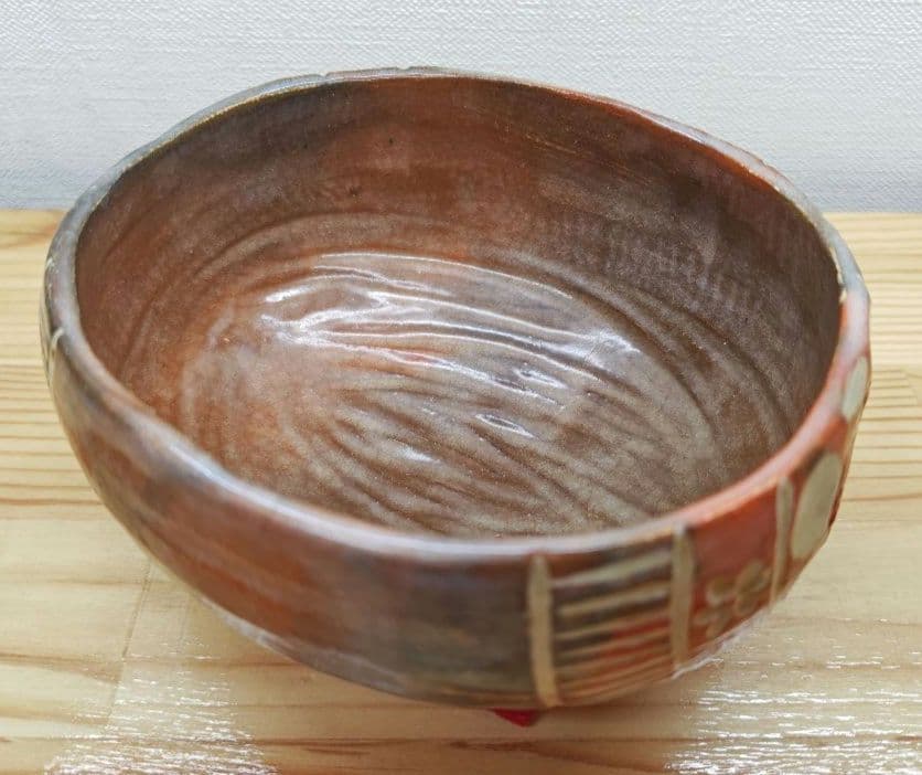 送料込【逢絢亭】茶道具 茶碗 楽焼 赤楽 俵形茶碗 表千家書付 楽吉左衛門 共箱