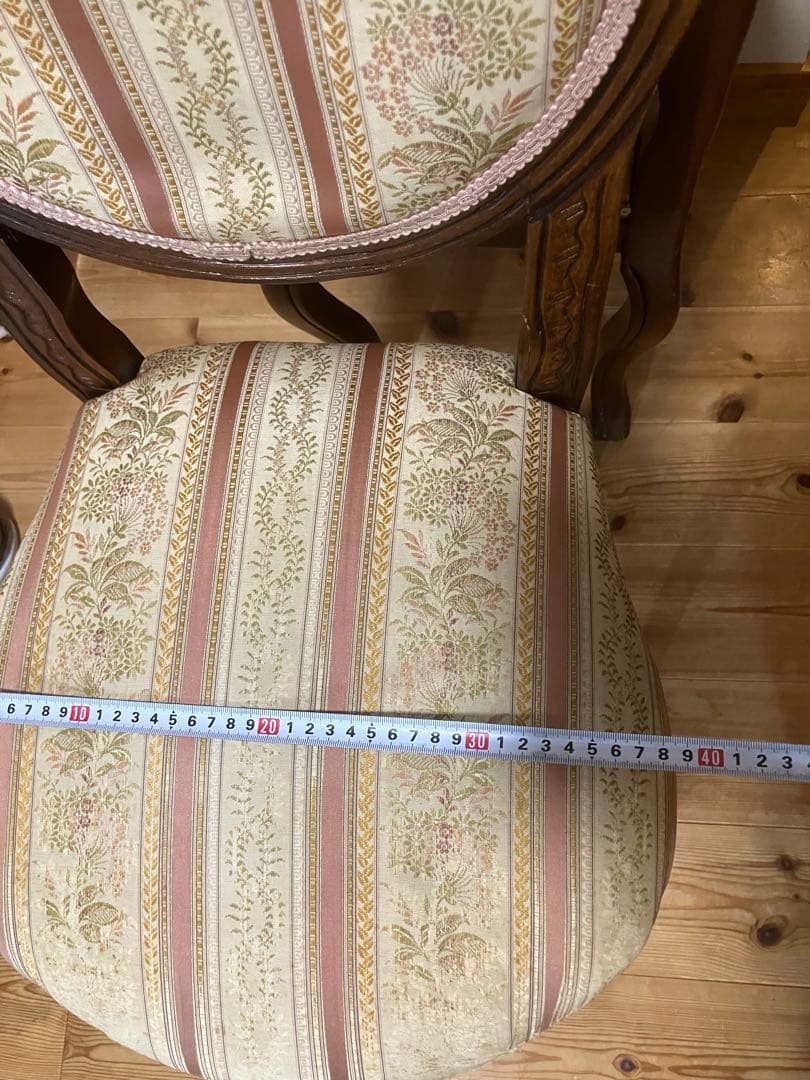 【ペア】フレンチアンティーク調チェア　ルイ16世様式　猫脚　クラシック花柄張り