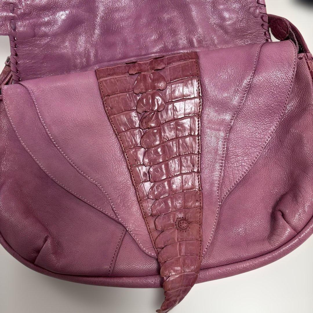 IBIZA　レザーショルダーバッグ　ワニ革被せ　美品！