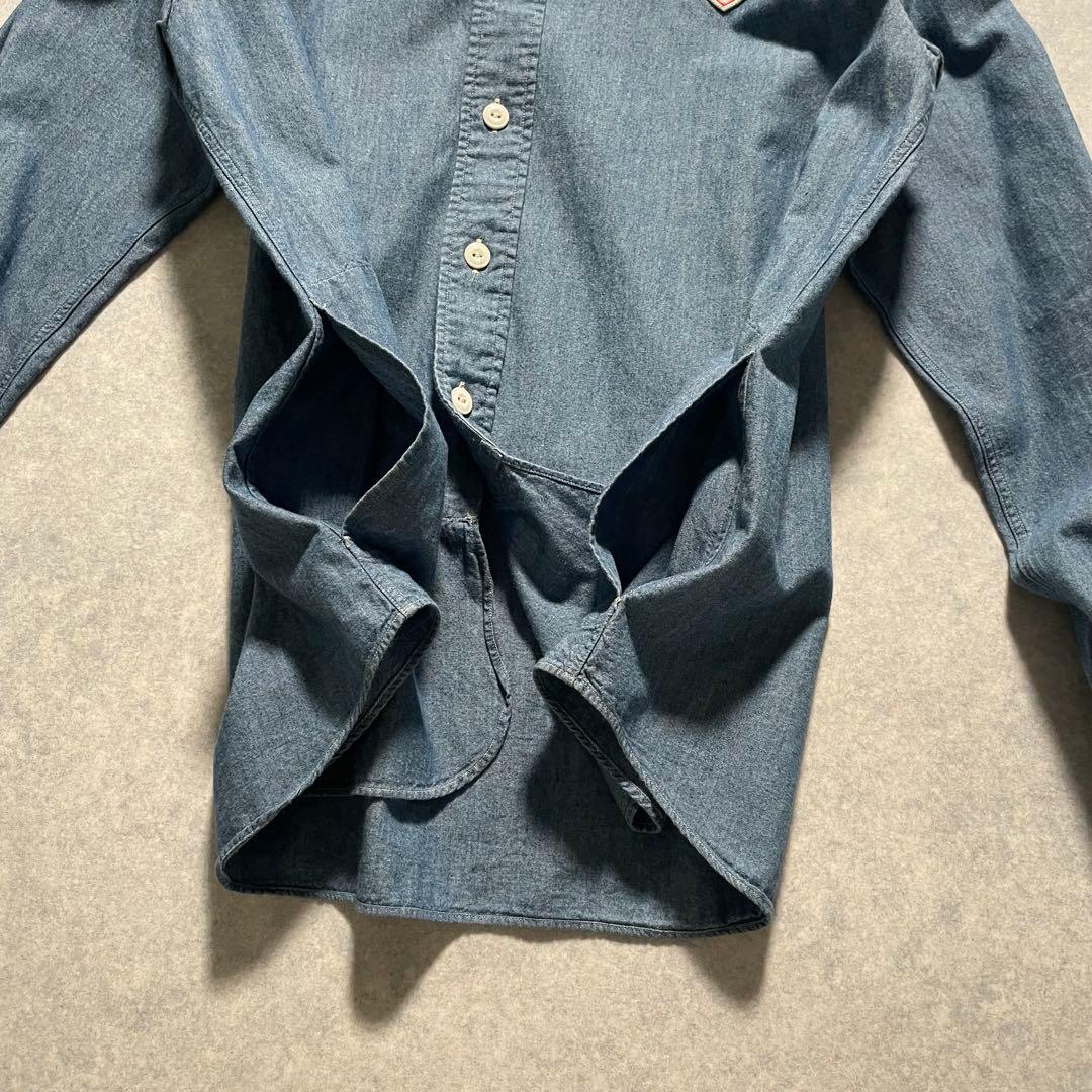 美品 ダントン 日本製 バンドカラー デニムシャツ シャンブレー 40 ブルー