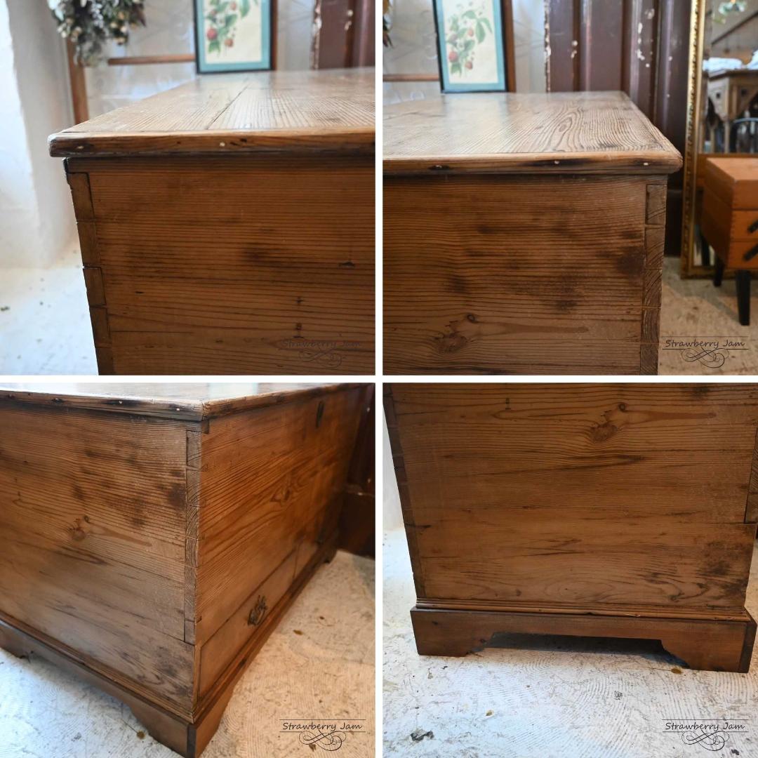 IFU-410 英国アンティーク パインチェスト 収納 リネンボックス テーブル