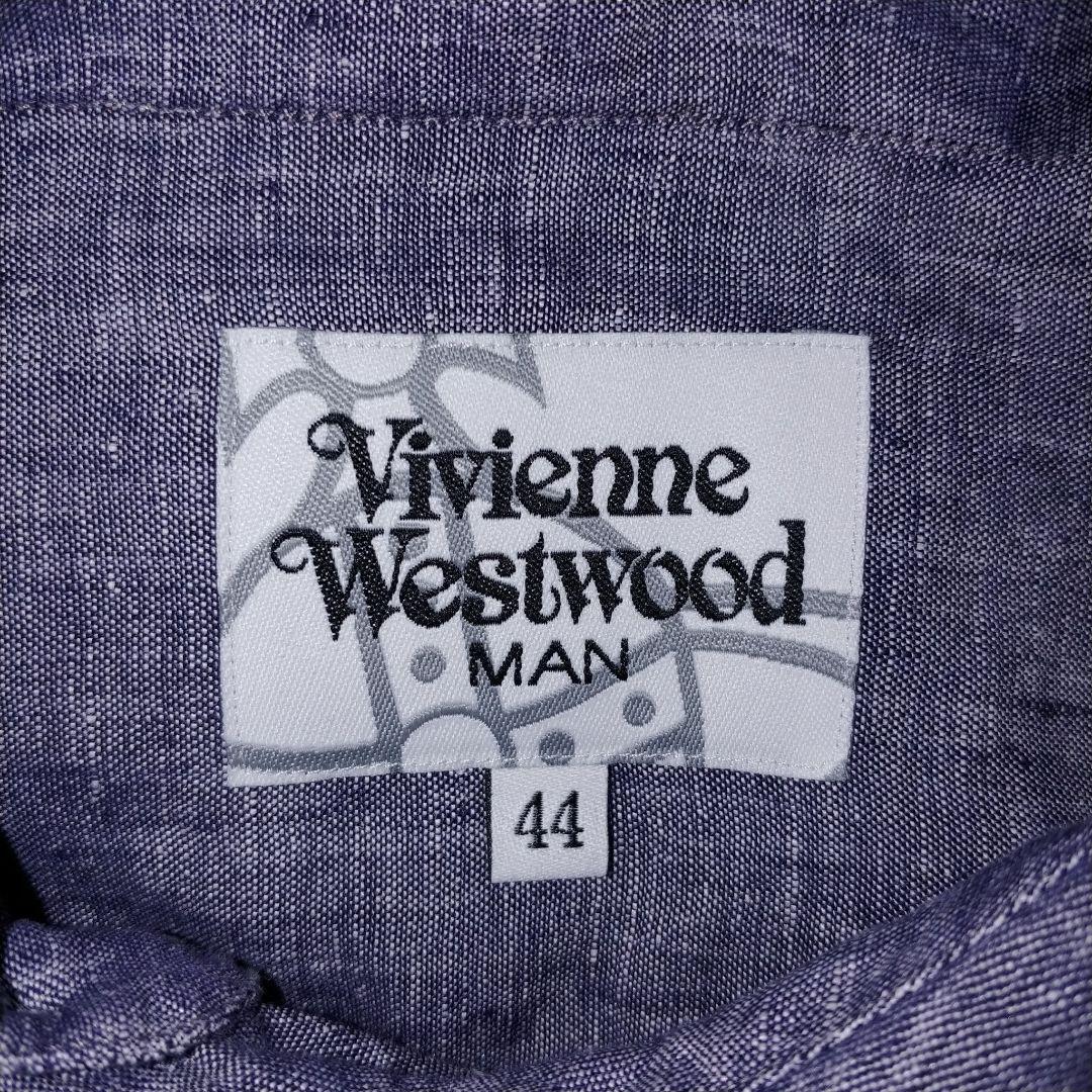 【希少モデル】ヴィヴィアン・ウエストウッド 変則シャツ くすみグレー 刺繍ロゴM