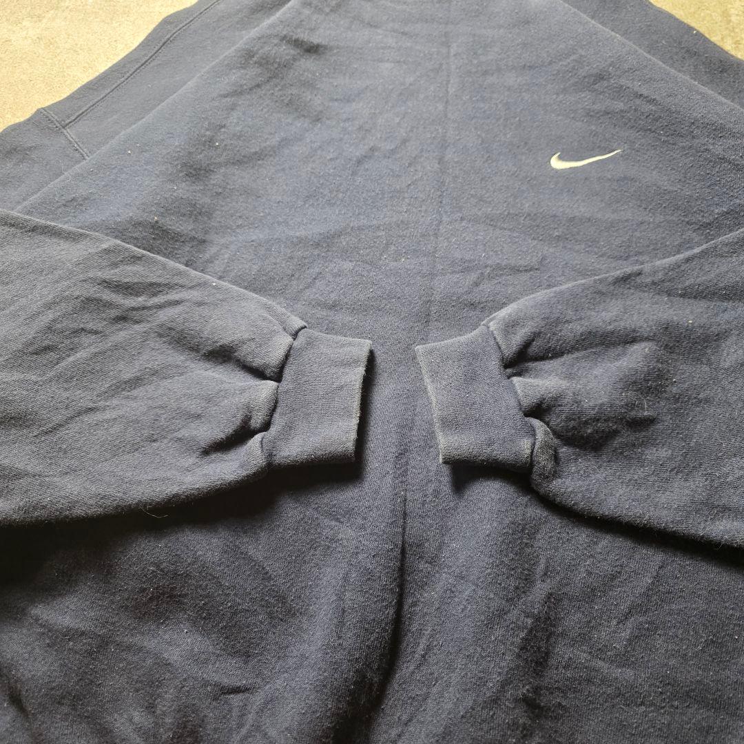 90sUSA製NIKEナイキスウェットトレーナーワンポイント肉厚フェードナスコン
