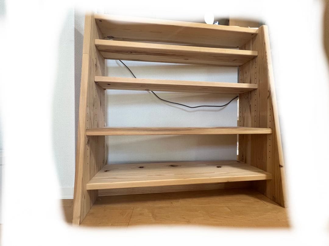 国産杉 薄型頑丈タワーシェルフ 幅90cm高さ89.5cm