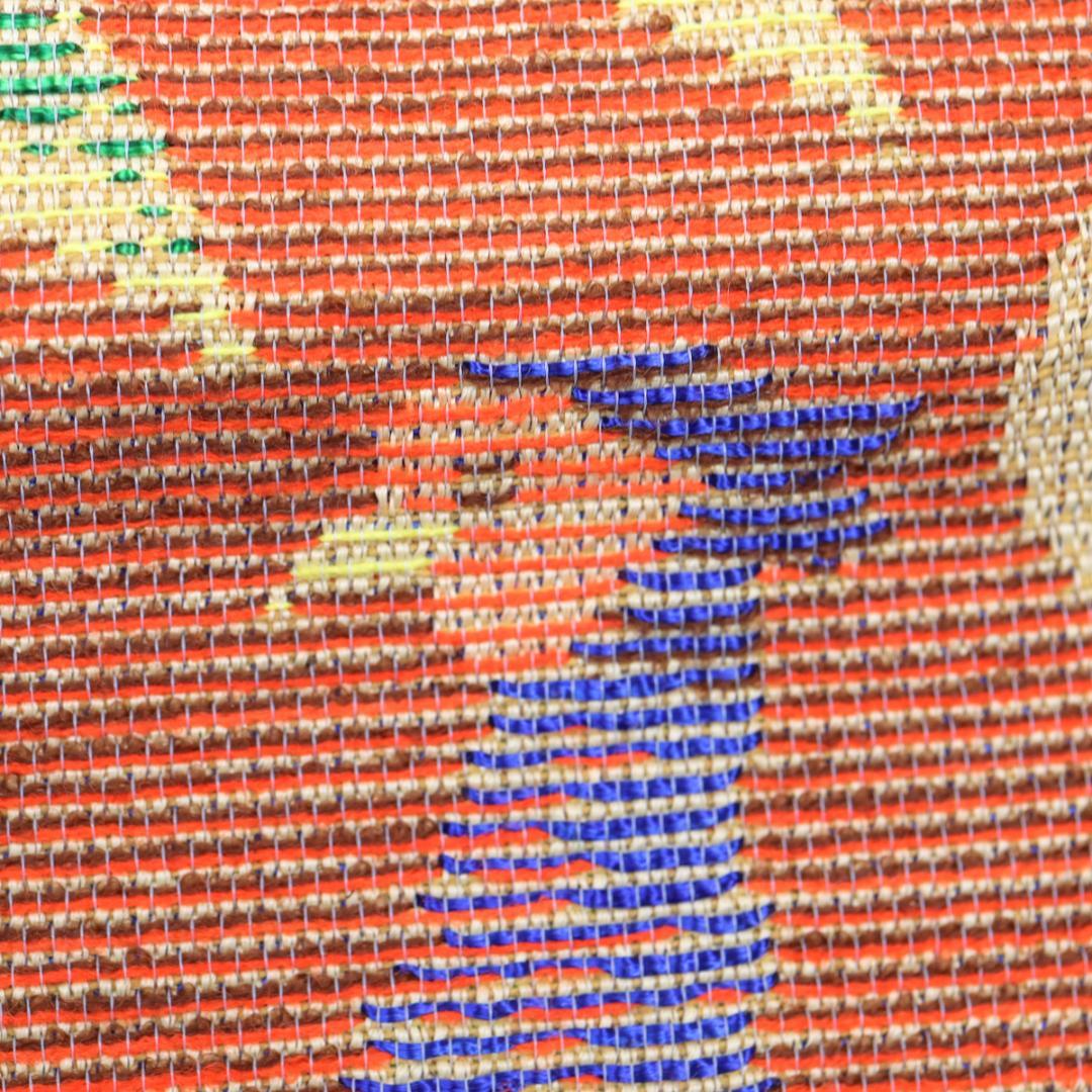 龍村美術織物 黄土地蝋纈染 孔雀文 テーブルセンター 110cm 53cm 箱付