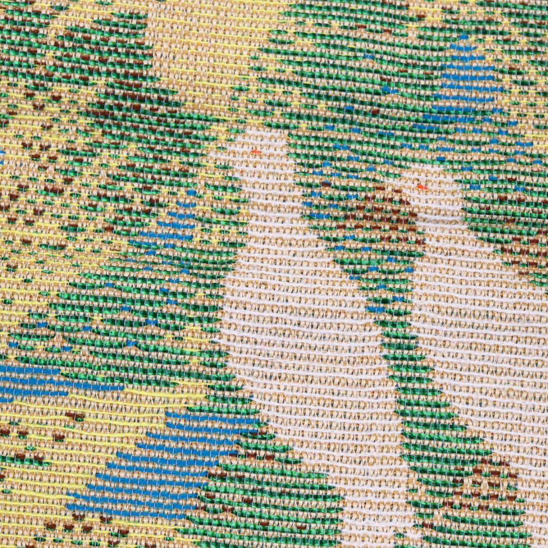 龍村美術織物 黄土地蝋纈染 孔雀文 テーブルセンター 110cm 53cm 箱付