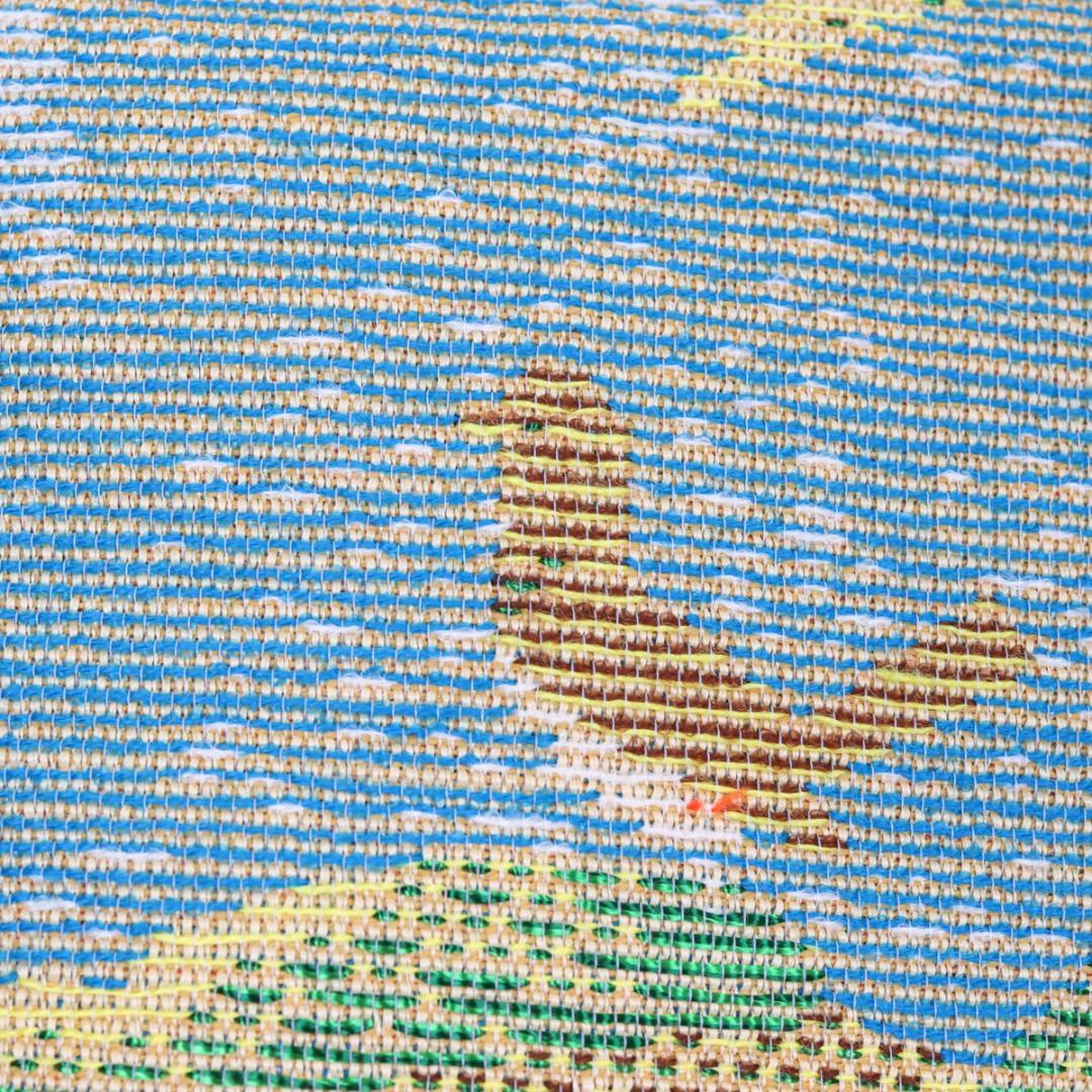 龍村美術織物 黄土地蝋纈染 孔雀文 テーブルセンター 110cm 53cm 箱付