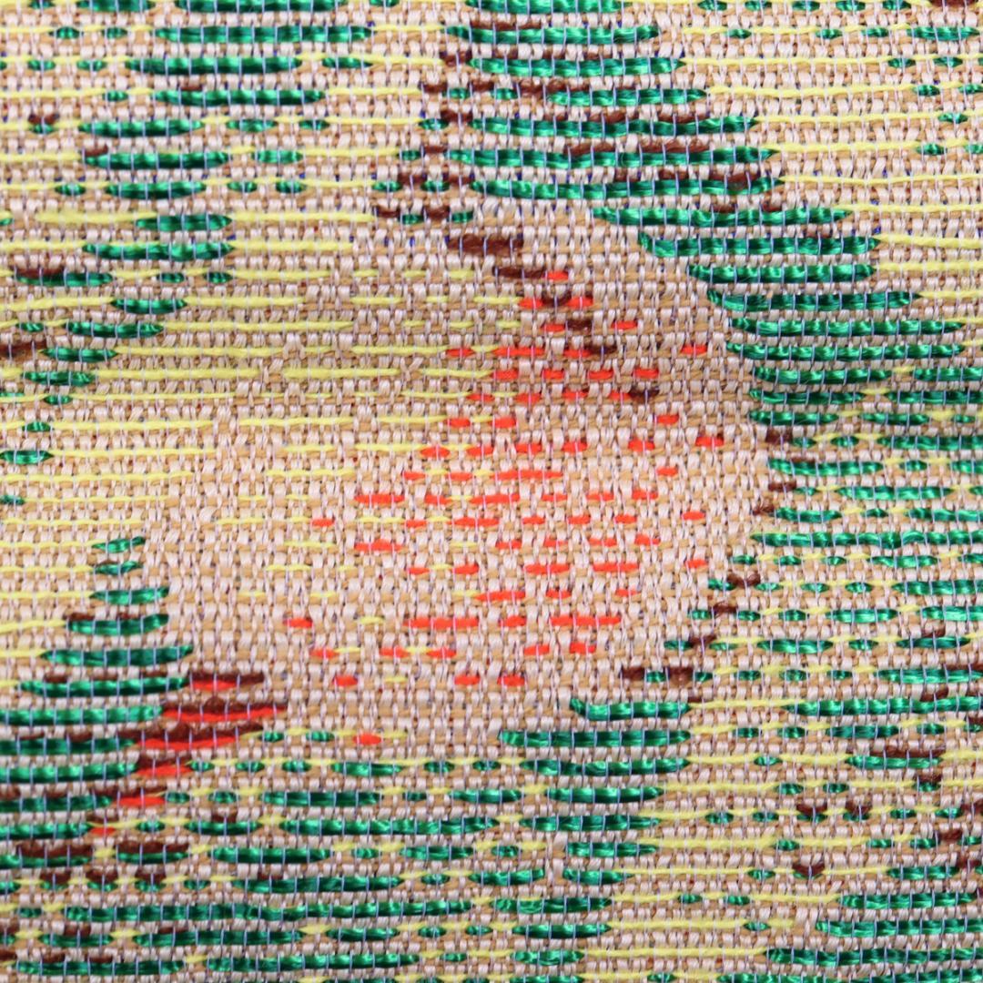 龍村美術織物 黄土地蝋纈染 孔雀文 テーブルセンター 110cm 53cm 箱付