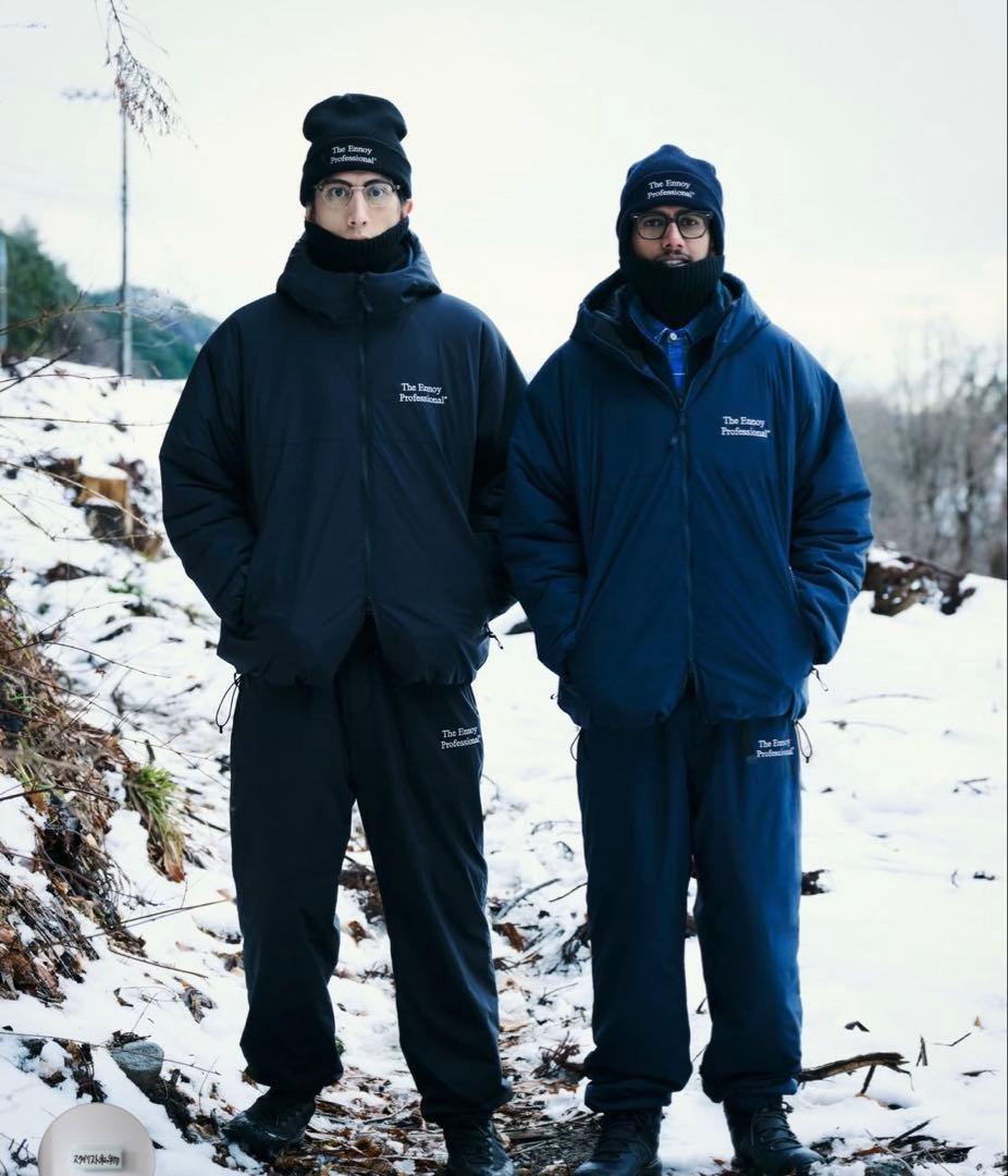 ジャケット・アウター ennoy PADDED NYLON HOODIE (BLACK)