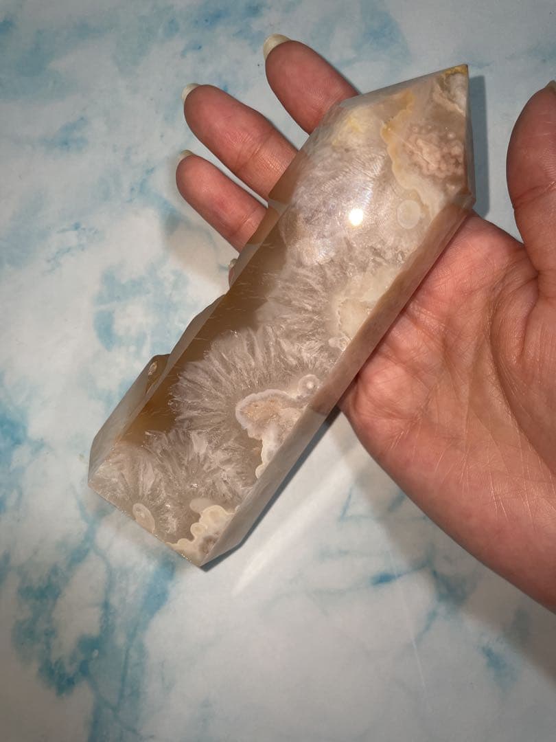 フラワーアゲート タワー 桜瑪瑙 天然石インテリア 天然石 置き物