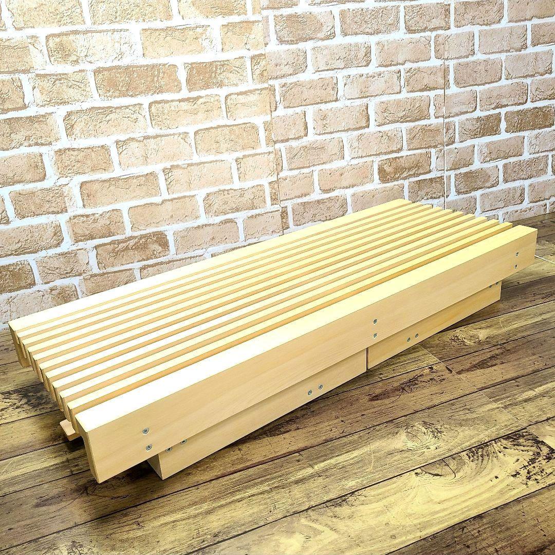 No14164【白木】木製 縁台、えんだい、腰掛け、ベンチ【脚折りたたみ式】