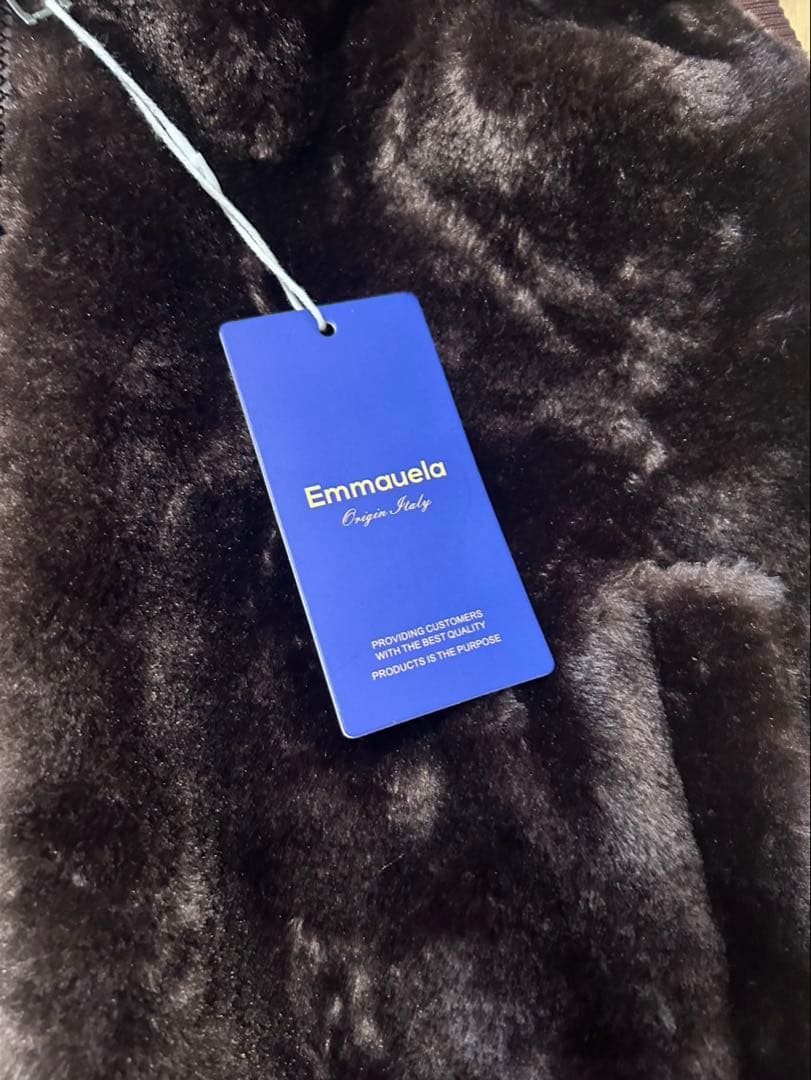 Emmauela✨ミンクカシミヤ混・毛皮ファーベスト イタリアフード付 L/48