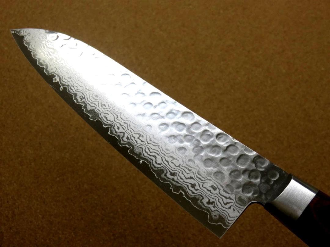 関の刃物 三徳包丁 185mm 鎚目鍛造 VG-10 ダマスカス 両刃 万能包丁