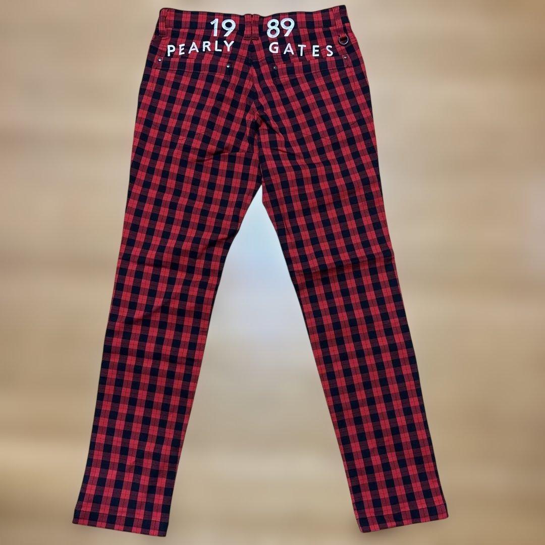 ☆新品☆パーリーゲーツPearlyGates赤黒チェックパンツM春秋