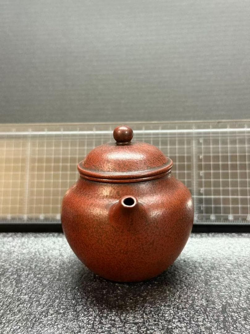 【孟臣 底款 刻漢詩 日色冷青松】紫砂壷 朱泥 段泥 煎茶道具 急須 単孔口