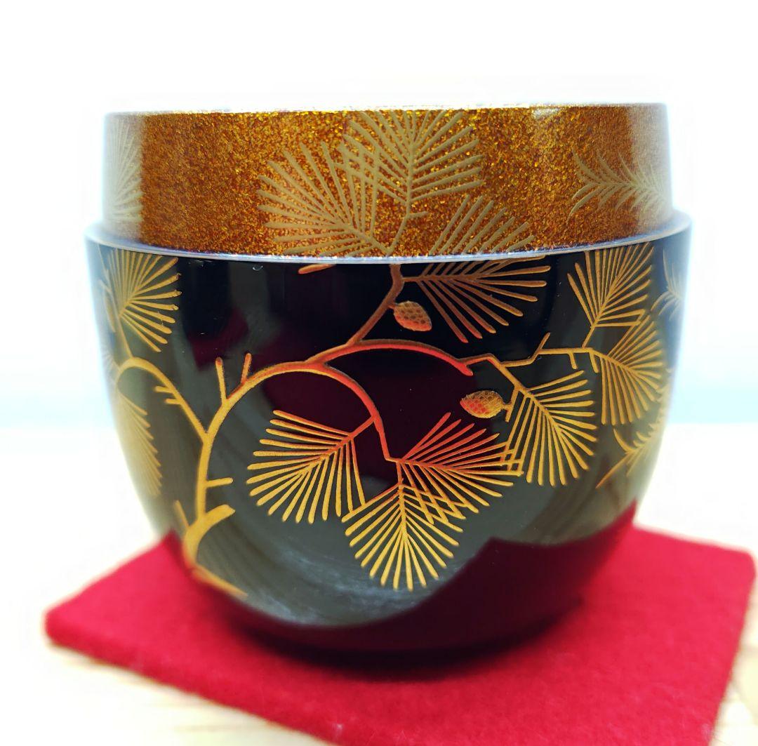 送料込【逢絢亭】茶道具 大棗 山中塗 内梨地 松に柳蒔絵 木製 岡澤起幸 共箱