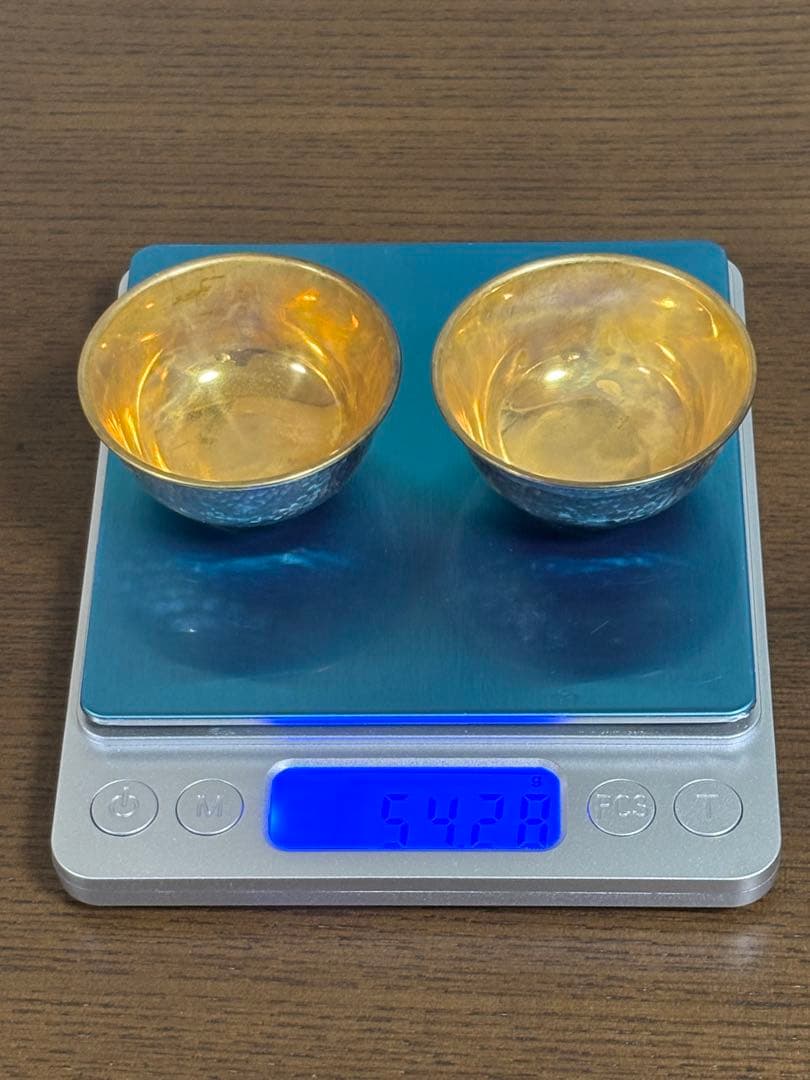 純銀　silver 刻印　酒器　盃　二客組