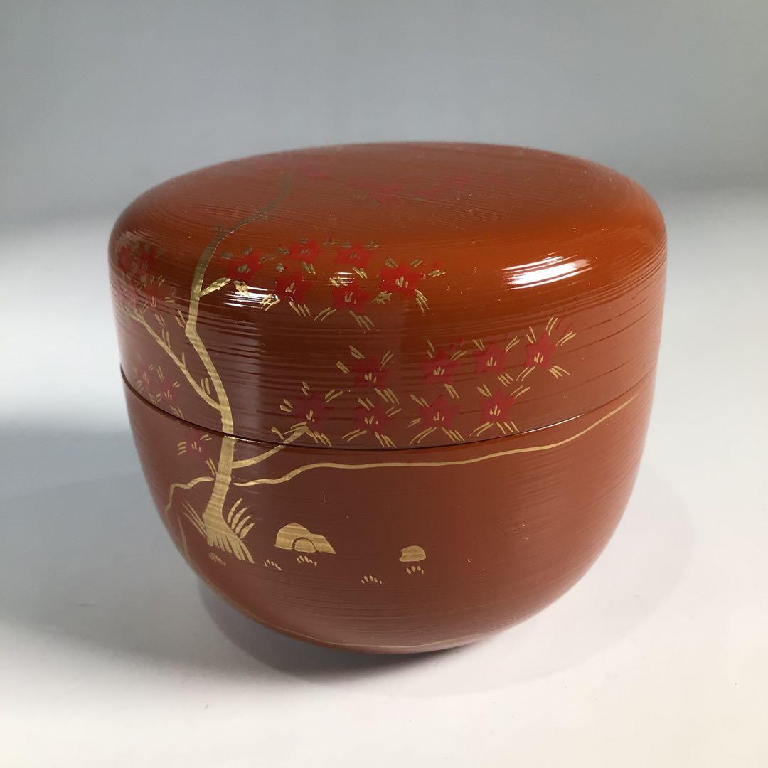 Ｎ７５８　棗　『田中宗凌作』『橘水鳥蒔絵』『白粉解棗』　共箱　茶道具