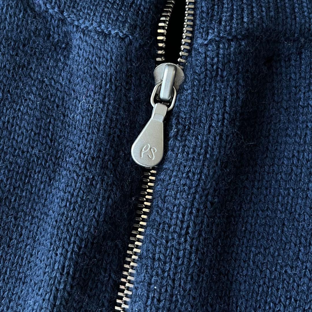 美品 Paul Smith ドライバーズニット ネイビー ウール M ハイネック