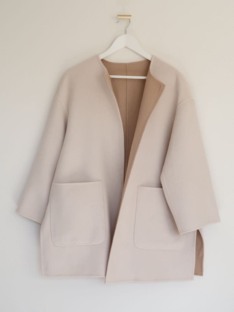 UNITED ARROWS バイカラー リバー ミドルコート ウールコート 36