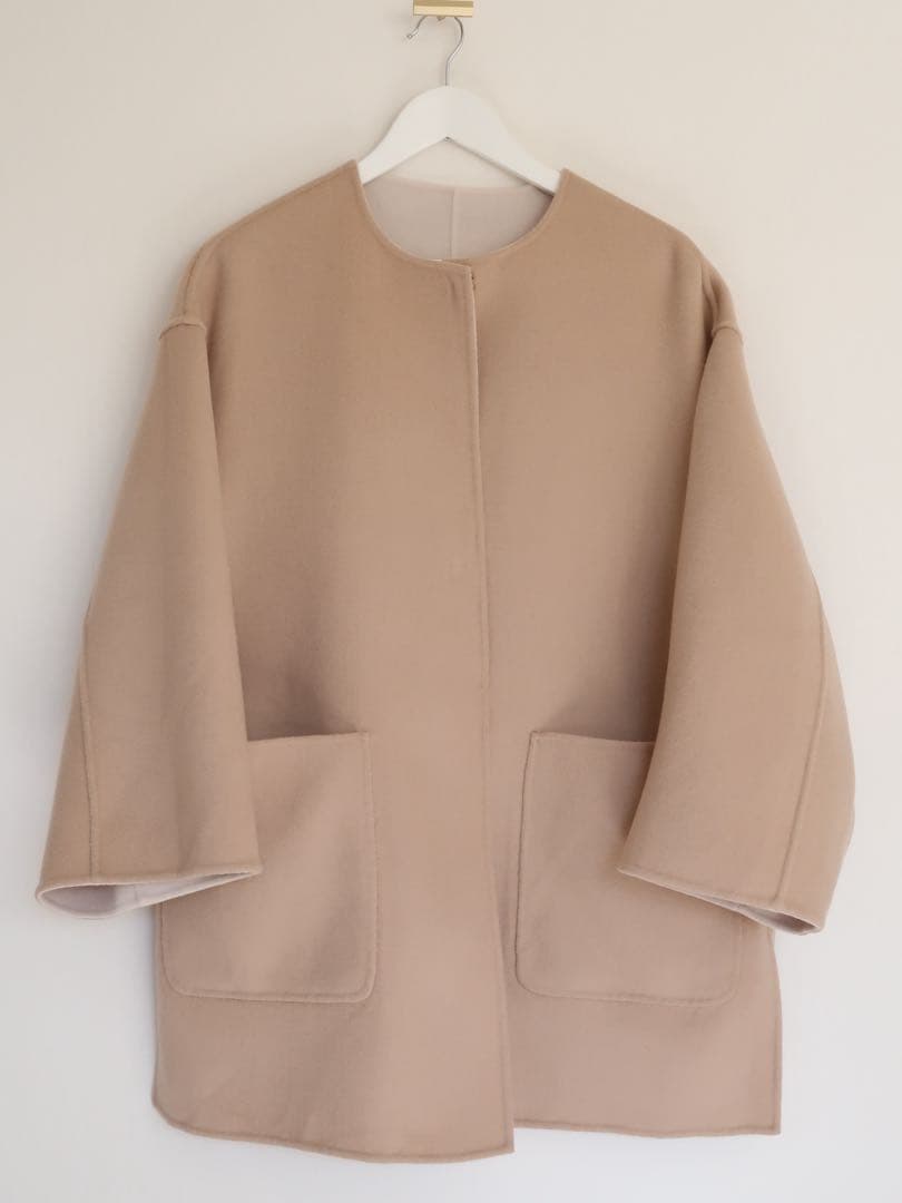 UNITED ARROWS バイカラー リバー ミドルコート ウールコート 36