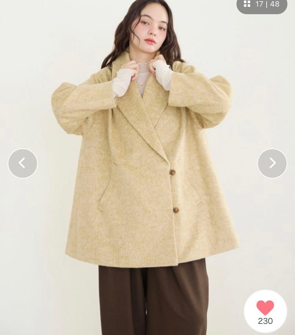 OLUN サイドボタンシャギーコート⭐︎ライトベージュ