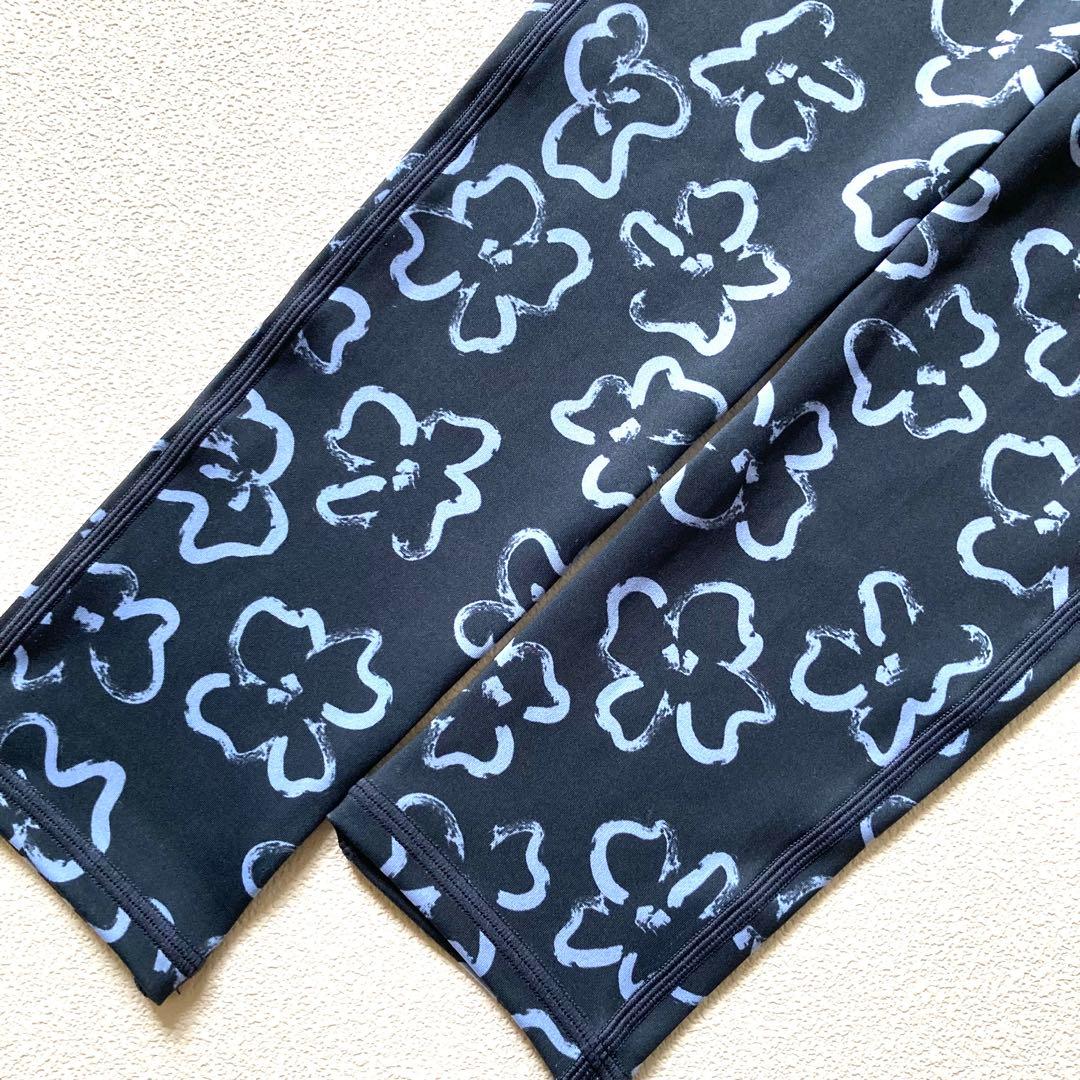 エミ ヨガ 上下 セットアップ 0 ブラトップ レギンス ヨガウェア 花柄 紺