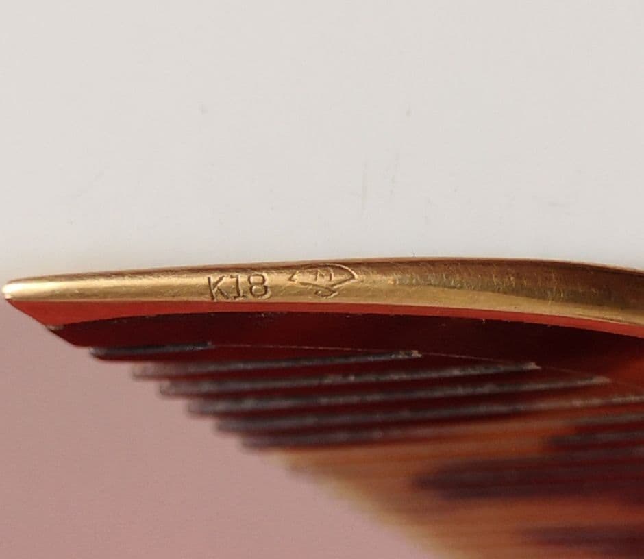 アンティーク 希少 櫛 K18 本鼈甲 18金 1920s ホールマーク 刻印