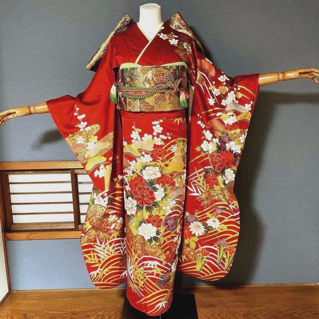 振袖フルセット　松竹梅　手描き友禅　成人式振袖　振袖　良家のお嬢様