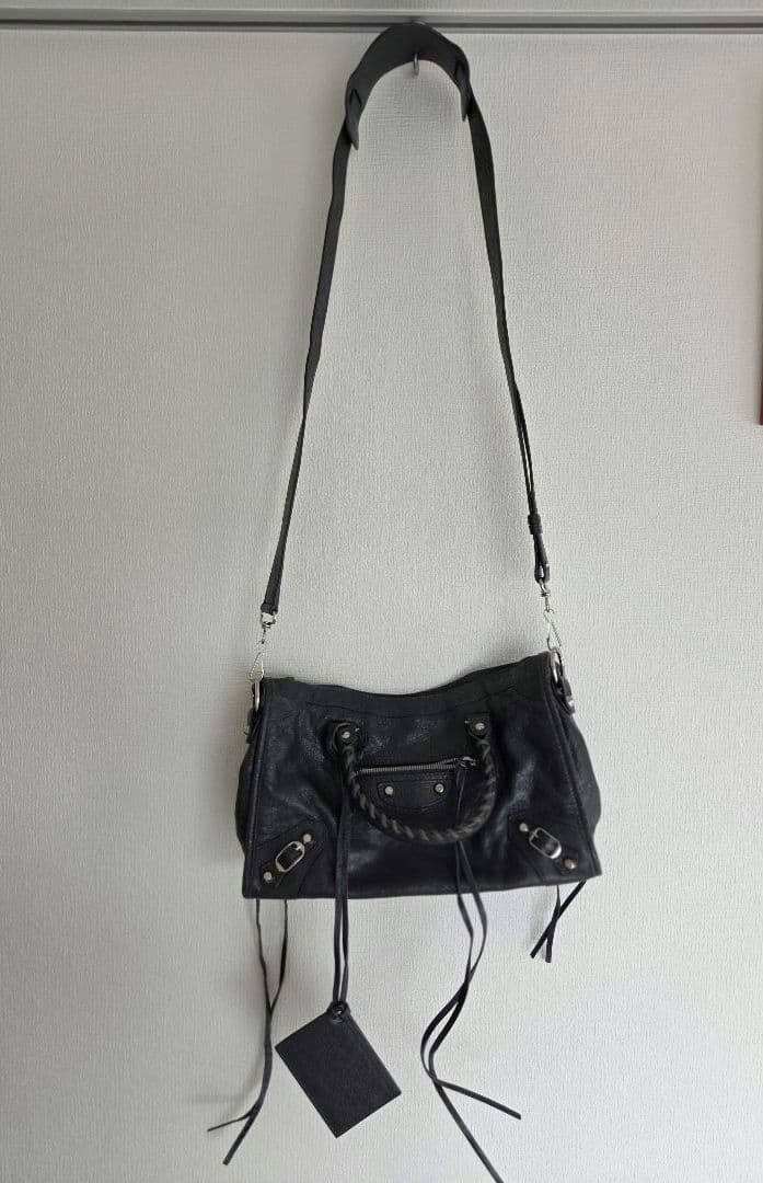 バレンシアガ クラシックシティ レザー グレー ミラー付き 2way