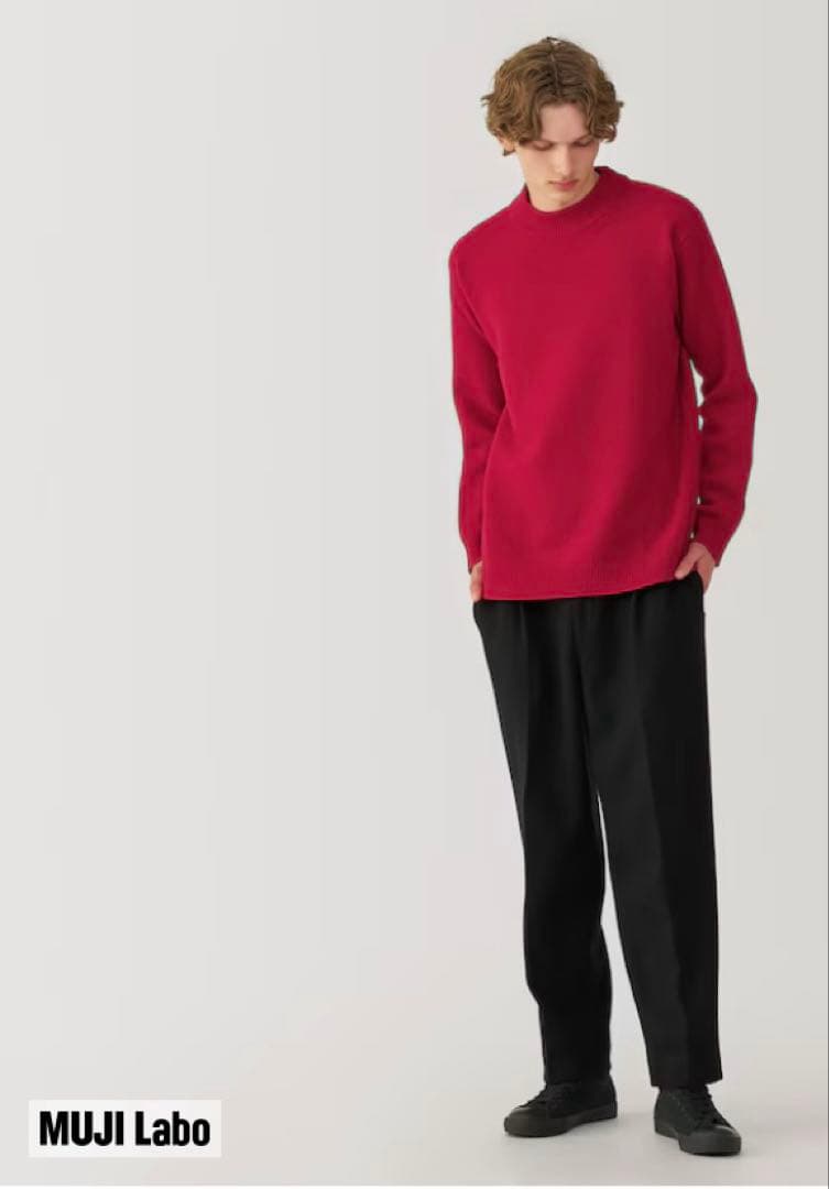 MUJI Labo ミドルゲージ モックネックニット L 赤 完売品 セーター