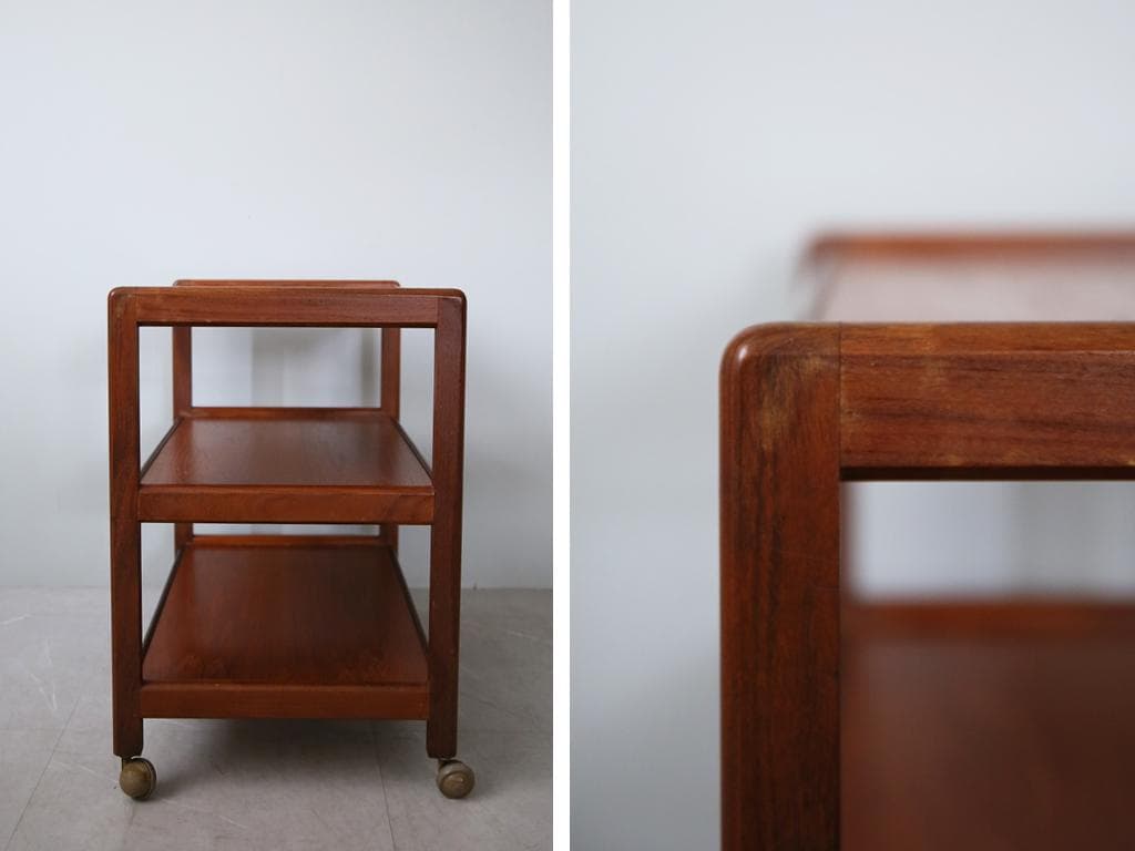 英国アンティーク木製キッチンワゴン/トロリーテーブル/チーク材机(92-136)