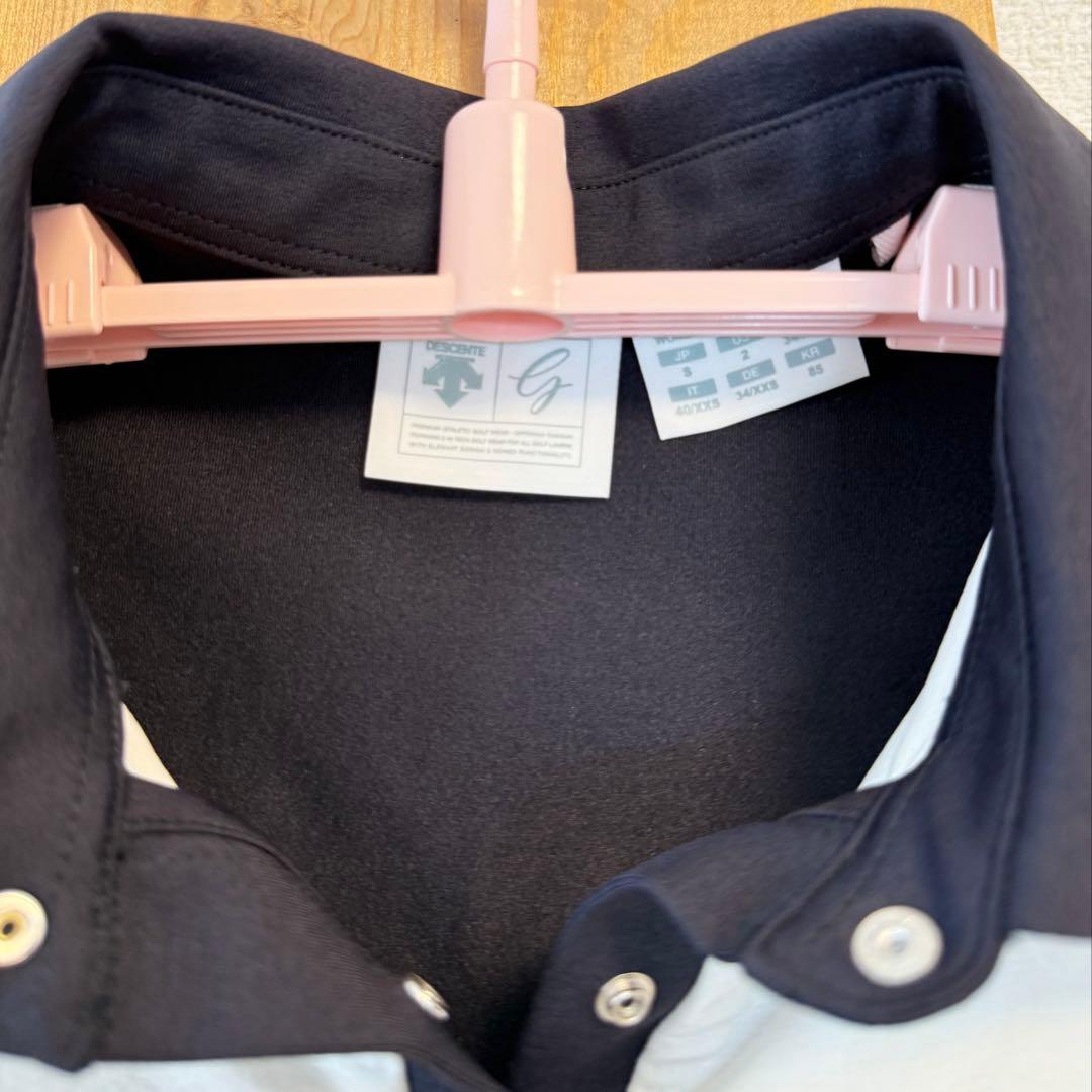 DESCENTE デサントゴルフ ポロシャツ ブラック/ホワイト の バイカラー