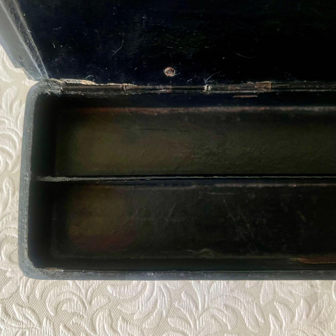 パピエマシェ小鳥柄ペンケース 筆箱　フランスアンティーク 雀　スズメ　バード