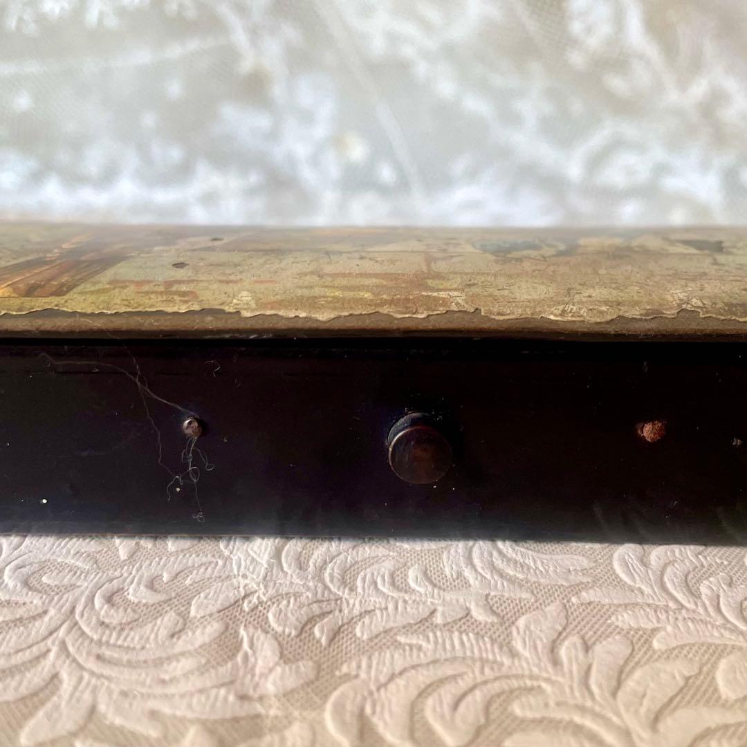 パピエマシェ小鳥柄ペンケース 筆箱　フランスアンティーク 雀　スズメ　バード