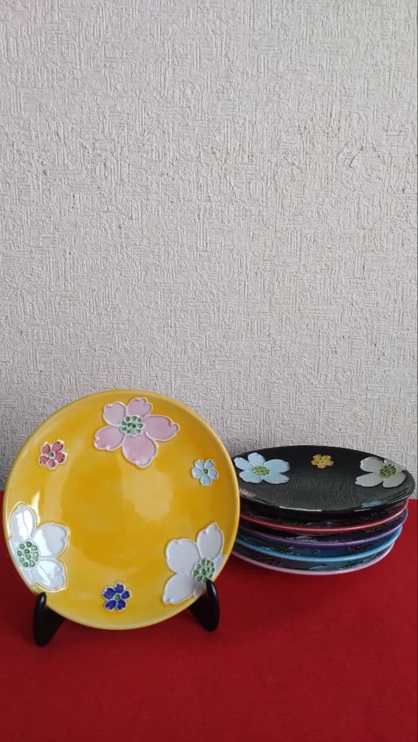 昇峰　京焼　清水焼　交趾　いっちん　皿　小皿セット