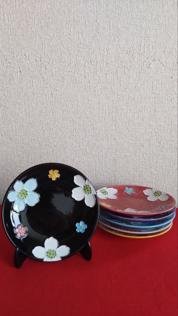 昇峰　京焼　清水焼　交趾　いっちん　皿　小皿セット